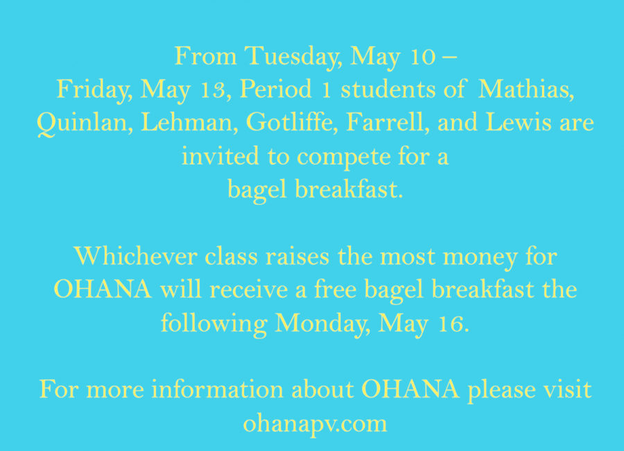 Competition for a free bagel breakfast from OHANA to be held from May 10 - May 13