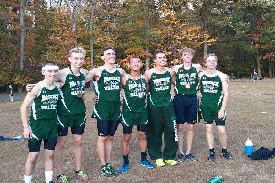 The PV boys cross country team, pictured just after placing first in its league meet earlier this season. By virtue of its fifth-place finish in the North 1, Group 3 meet Saturday at Garrett Mountain in Paterson, the Indians have advanced to the State Group 3 meet in Holmdel.