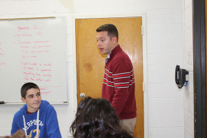 PV English teacher Mr. Matt Morone teaches his class about the importance of formal letter writing. Morone and other English teachers typically have far fewer boys than girls in their Honors English classes.