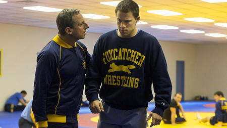 Steve Carell (left) and Channing Tatum (right) in "Foxcatcher."