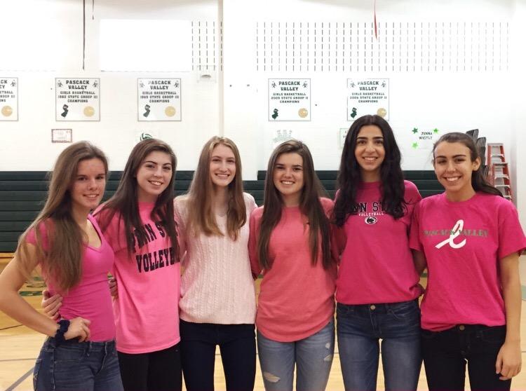 From left to right: Seniors Abby Lee, Grace Twomey, Jenna Westley, Caitlin Earls, Colette Dabaghian, and Kat Grammatikos