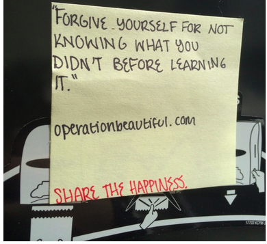 Inspirational messages were written on the sticky notes to help someone through a rough day.
