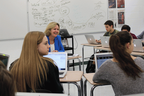 Mrs. Karen Kosch teaches her Honors World History class.