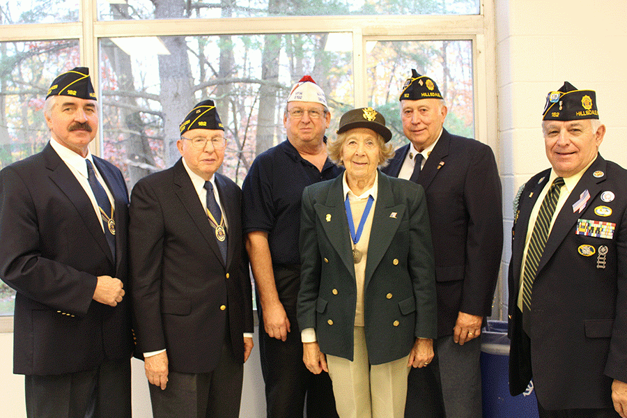 Veterans+visit+Pascack+Valley.+%28From+left+to+right%29+Past+Commanders+Zoltan+Horvath+and+George+De+Rosa%2C+Gary+Pinke%2C+Lt.+Beverly+B.+Rosenstein%2C+Harvey+Heller%2C+and+Larry+De+Caro.