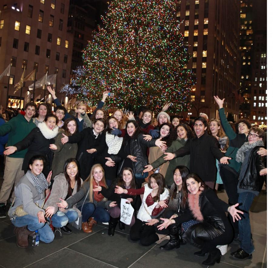 PV Chamber Choir visits Rockefeller Center during their trip to the Metropolitan Opera House.