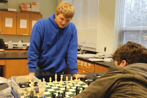 Mattias Stremler and Jonathan Bielan engaged in an intense battle of wits (chess) 