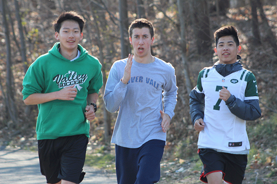 (From left) Seniors Sean Kim, Steven Paskas, and Eli O'Connor