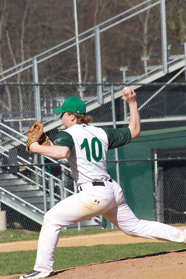 Sophomore pitcher Jordan Issackedes pitched 6.2 innings en route to PVs 5-4 over Old Tappan. 
