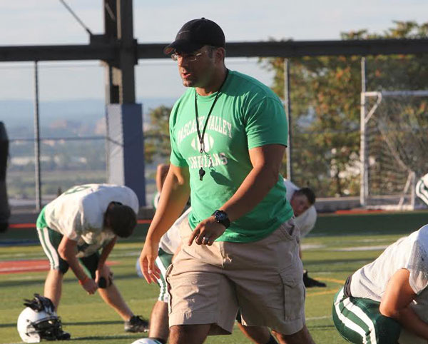 Len Cusumano, Pascack Valleys newly-named head football coach, leads a practice.
