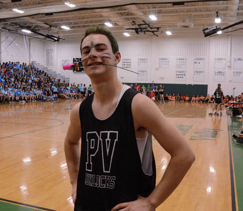 Senior class president Josh Cohn prepares for his dance routine while his left clavicle is still intact. 