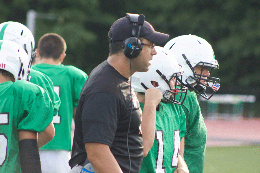 Pascack+Valleys+new+head+football+coach%2C+Len+Cusumano+before+a+scrimmage+against+Union+City.+He+was+named+head+coach+last+spring+when+15+year+veteran+Craig+Nielsen+announced+his+retirement.+