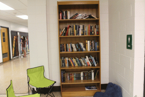 One of the various new bookshelves set up around the school for mandatory DEAR time.
