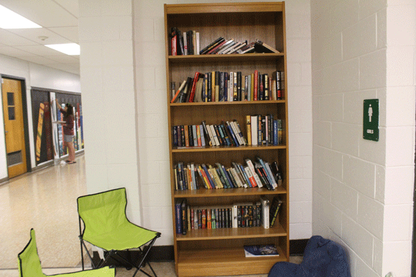 One of the various new bookshelves set up around the school for mandatory DEAR time.