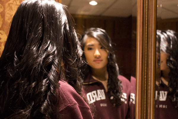 Olivia Wang getting ready for the show.