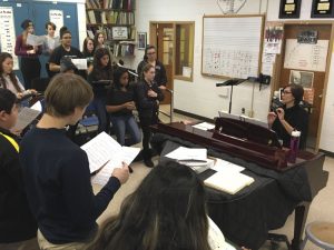 The new choir teacher, Mary-Lynn Rhodes, is replacing Argine Safari. 