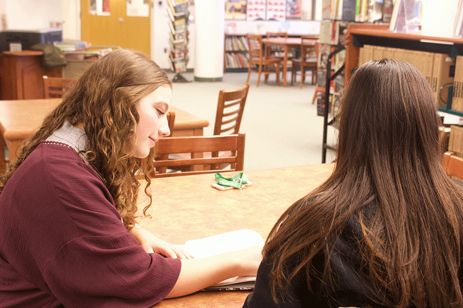 Peyton Moro tutors a student as a part of the Think Tank program.