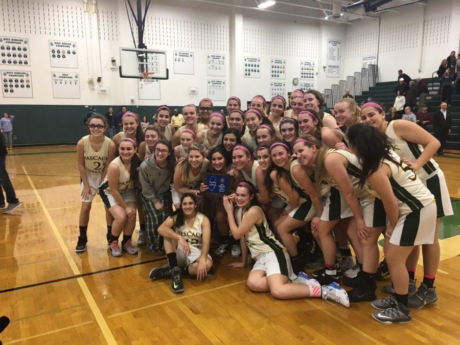 The+Indians+pose+with+their+North+1+Group+3+trophy+after+their+70-42+win+over+rival+Old+Tappan+in+the+final+of+the+North1+Group+3+tournament.+PV+was+led+by+Brianna+Wong%2C+who+totaled+25+points%2C+including+18+in+the+second+half.+PV+takes+on+Somerville%2C+winners+of+section+North+2+Group+3+on+Thursday+at+7+p.m.+at+Ramapo+High+School.
