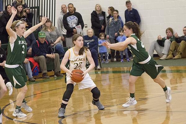 Shannon Culloo (22) against Ramapo in the semifinals of the North 1 Group 3 tournament. Culloo has been an anchor defensively and on the glass for PV during its recent run.