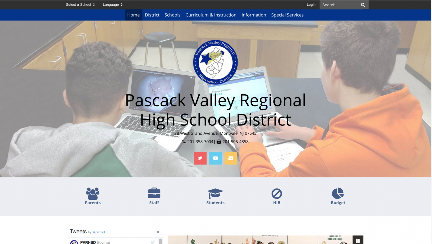 A screenshot of the redesigned website. After months of debate, the district launched the new website on June 9.