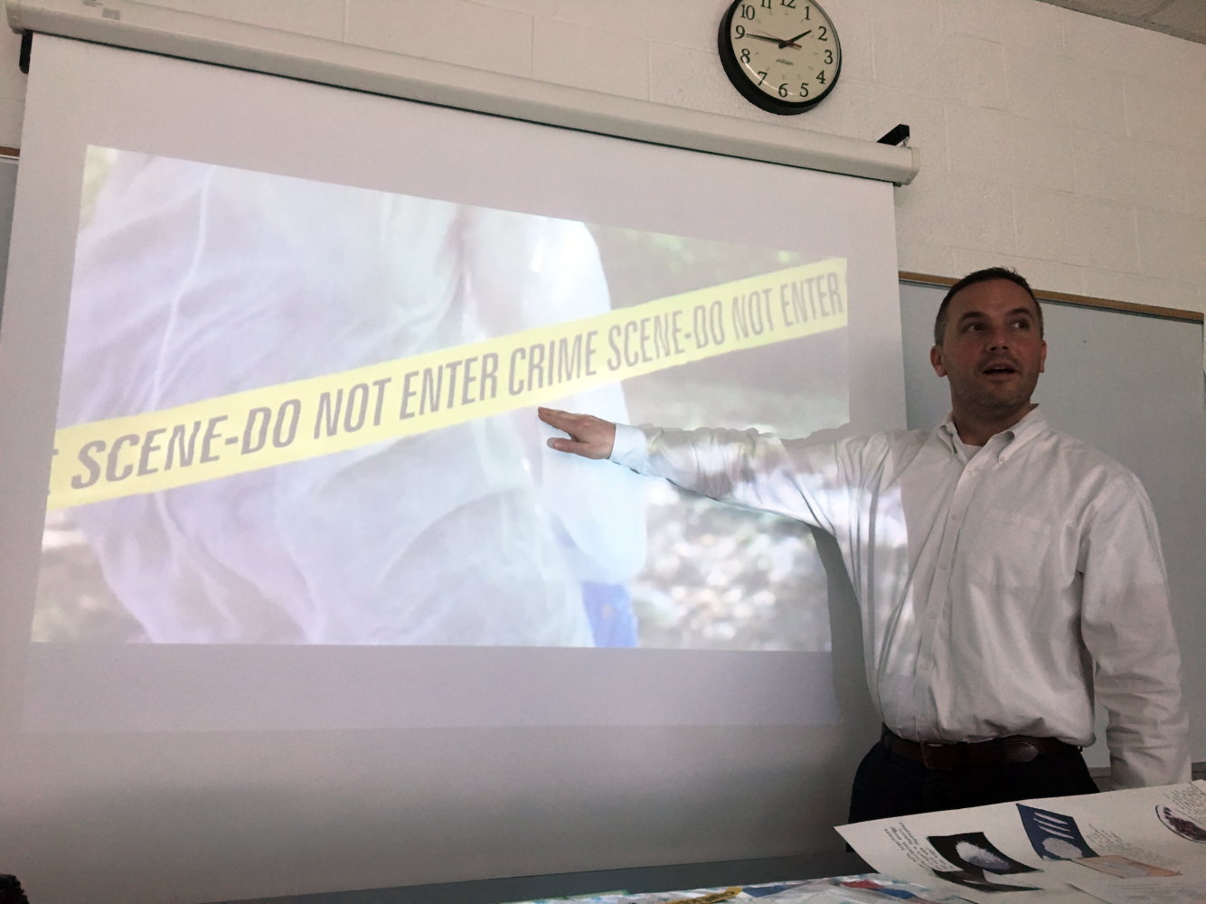 Mr. Russ Grier teaches his Forensics class. Forensics is one of many dual enrollment classes that students can already take at PV.