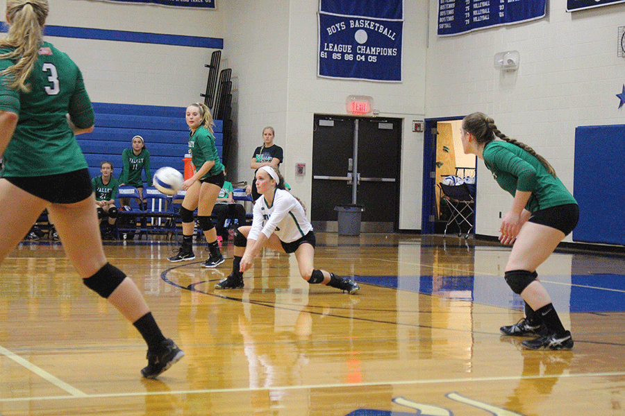 Meghan Viganola bumps the ball for Pascack Valley. She wrapped up her PV Volleyball career in 2018, and the Indians finished with a 5-14 record. 