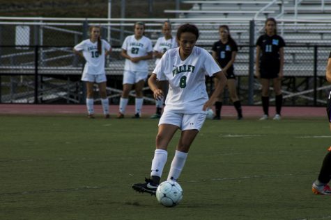 Junior Arianna Quevedo controls the ball against Mahwah.  Quevedo and the girls soccer team will try to continue their strong play this week.