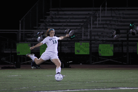Nicole Franklin kicks the ball for the Indians. 