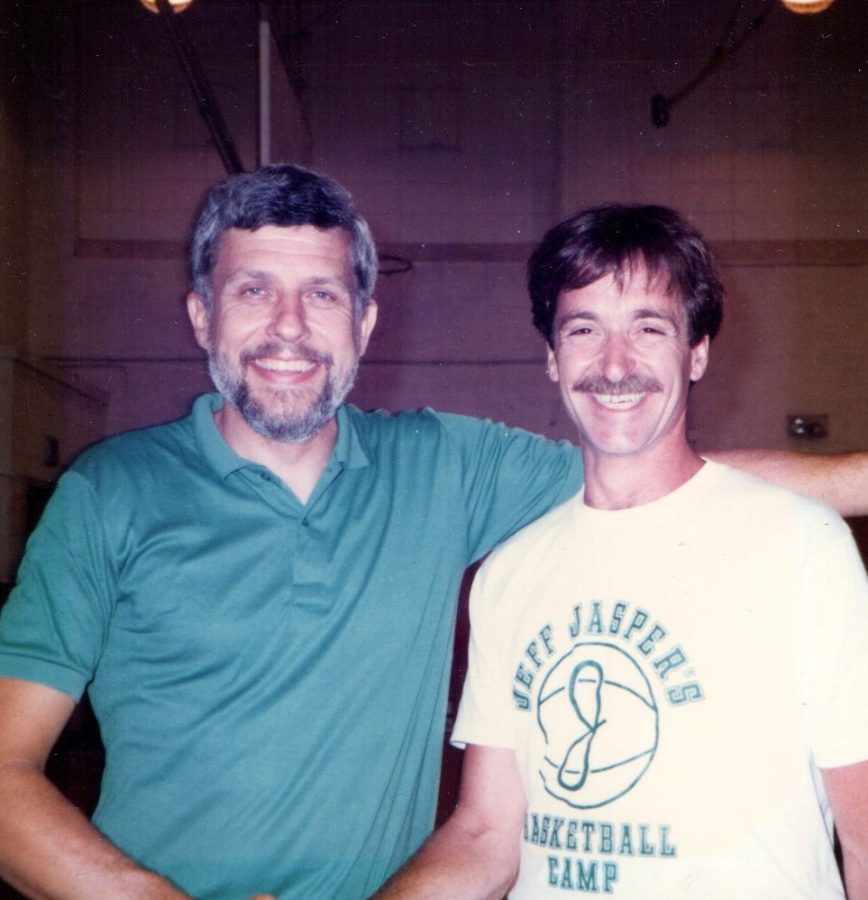 Joe Poli, left, and Jeff Jasper pose together in 1985. The PV Christmas Tournament was renamed
to the Joe Poli Memorial Holiday Tournament in order to commemorate the late principal
and Jasper’s friend.