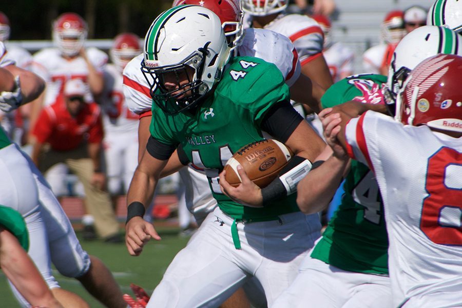 Jake Williams carries the ball in a game last season.  Williams will serve as the lead back for the Indians this year.