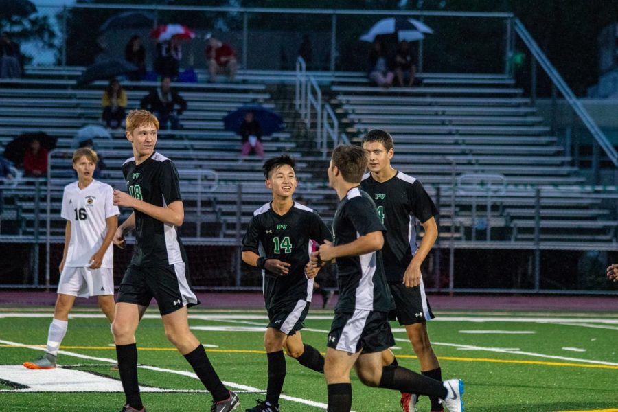 Nate Dedrick, Glendon Chin, Aidan Raleigh, and Jake Wolf on the field from  a game this past season. The Indians finished the year with a 7-10 record. 