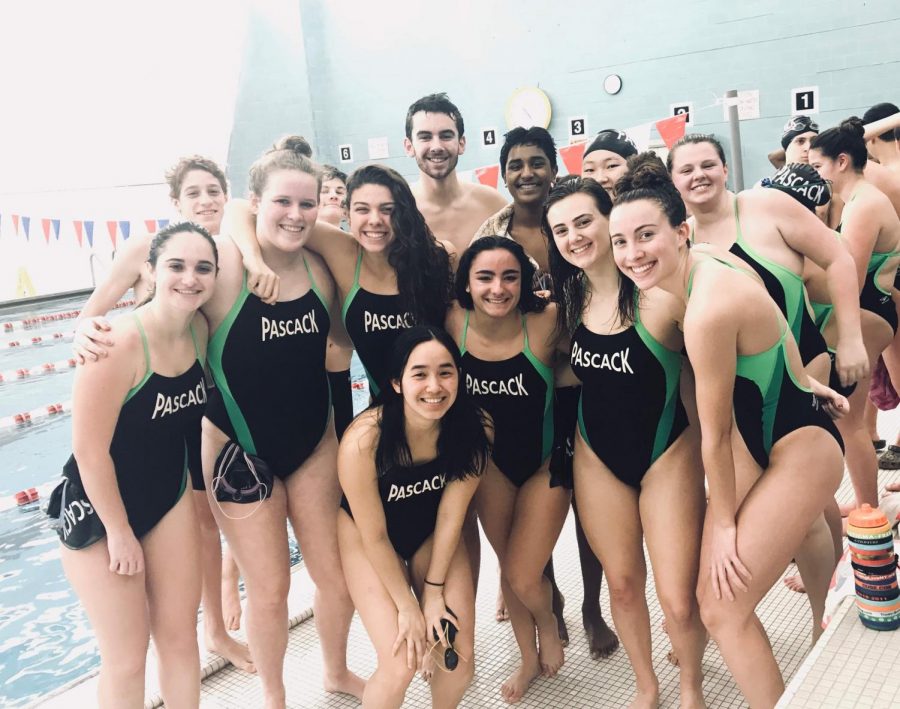 Many of Pascacks swimmers pose for a photo last season. After losing many seniors to graduation, Pascack will look for many underclassmen to gain experience this season.
