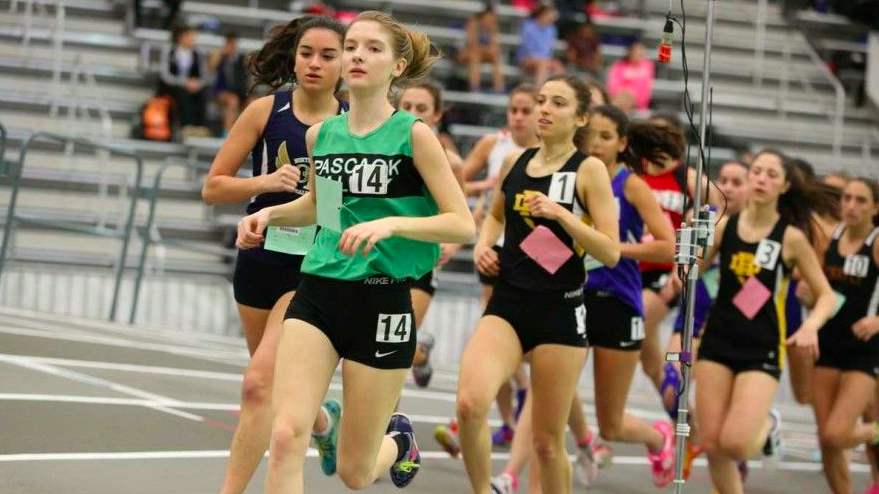 Kate Henderson runs for Pascack Valley during a winter track meet.  She returns as a key senior for the Indians in 2018. 