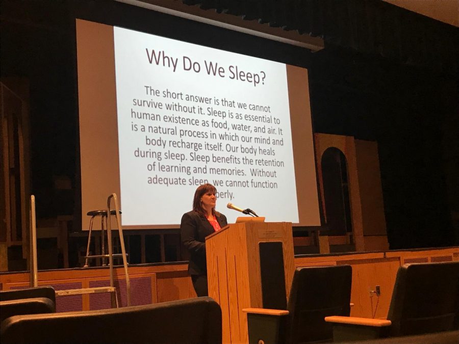 Alicia Braine visited Pascack Valley on Wednesday, Feb. 6, to discuss The Teen Sleeping Crisis. Honors U.S. history II and psychology teacher Ryan Walter hosted this assembly to show PV students how sleep impacts daily life.