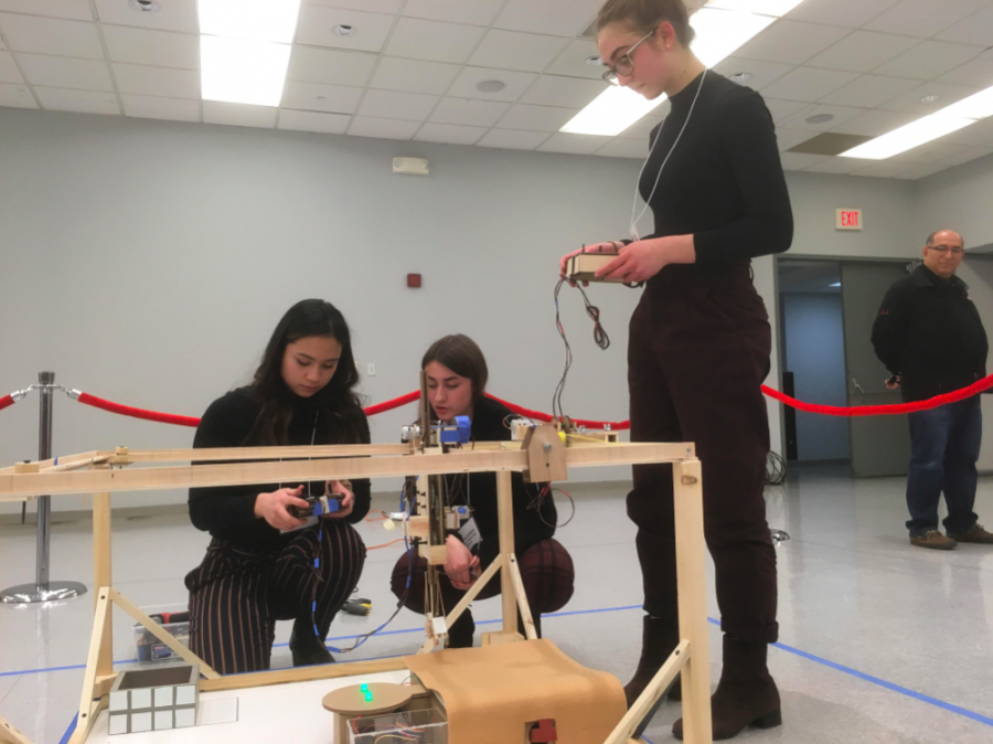 (From left to right) Seniors Bianca Belmonte, Brenna Collins, and Julia Guskind participated in this year’s Panasonic Creative Design Challenge. The competition was hosted by the New Jersey Institute of Technology on Jan. 30.

