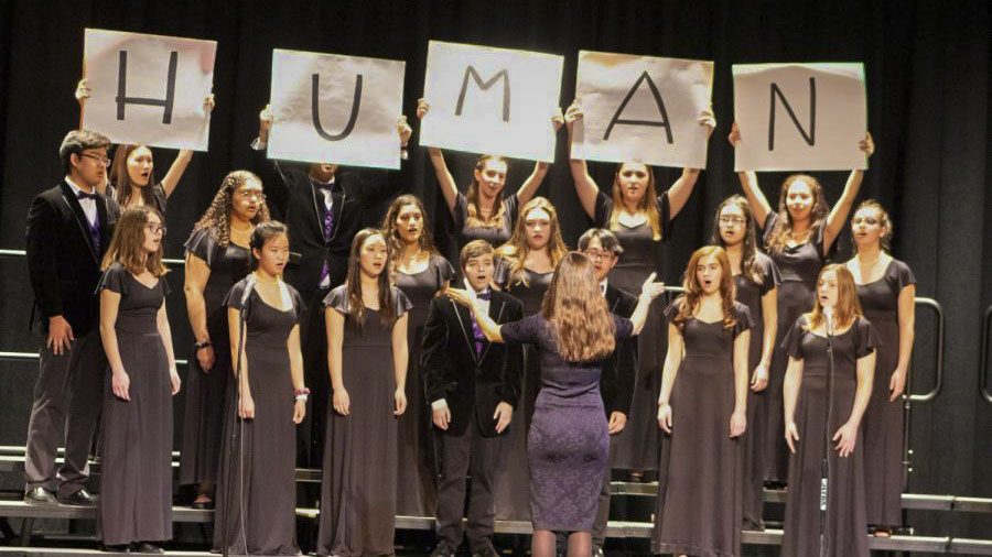 The Pascack Valley Choir performs during the PVRHSDs Unity in the Valley event. Unity in the Valley was held in the PV auditorium on Tuesday, March 19.
