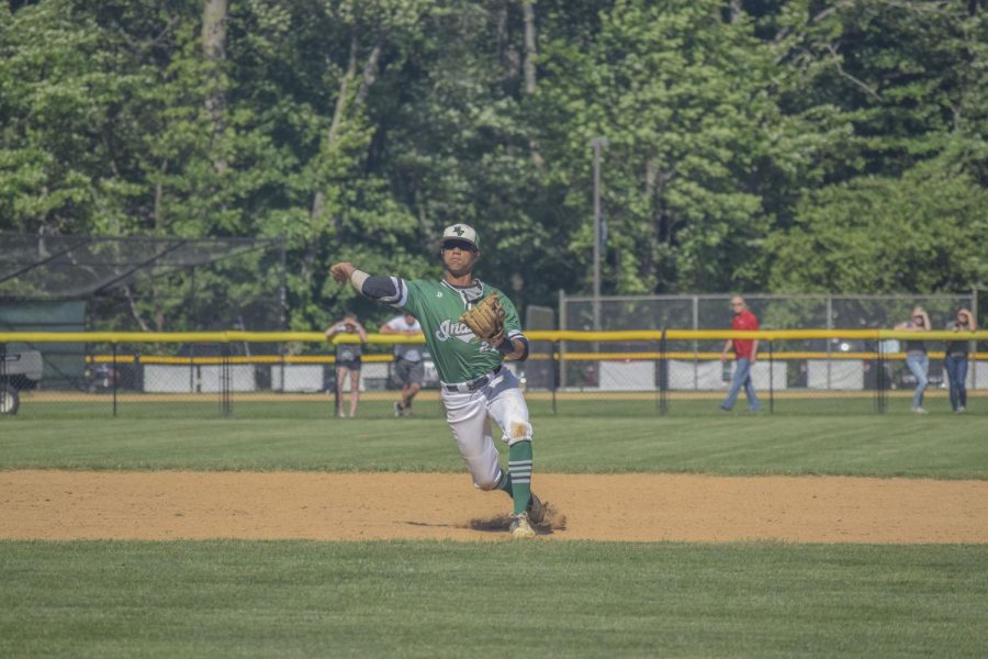 Justin Martin throws from shortstop for Pascack Valley. He will be playing in college at Sacred Heart after his high school career ends. 