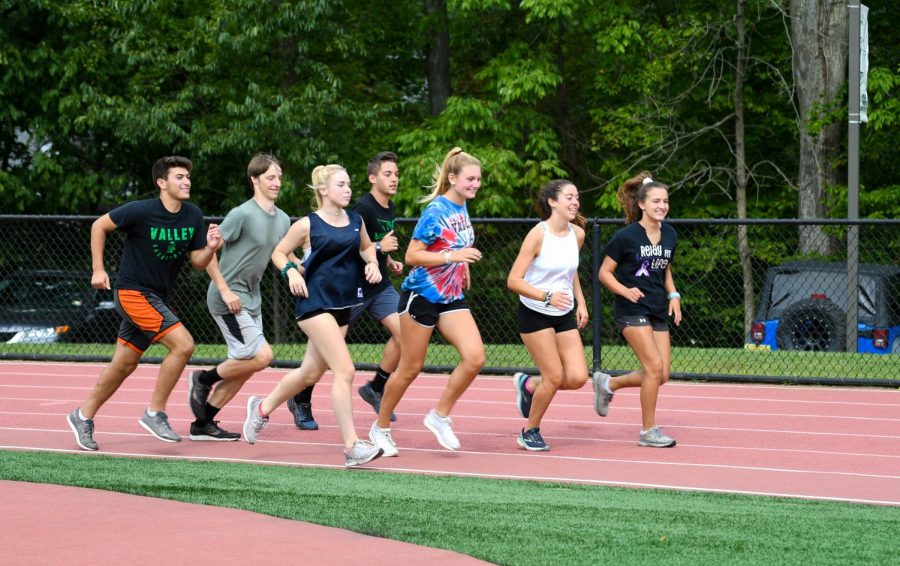 PV runners warming up for their cross country practice. The first meet is Saturday, Sept. 7 at Darlington County Park.