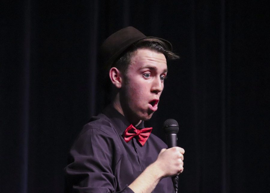 Junior Jack Crown performing his Love and Hate stand-up comedy. 