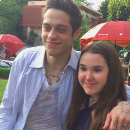 Sophomore Evie Higgins stands for a picture with famous actor Pete Davidson. Both were cast in 2019 movie, King of Staten Island.