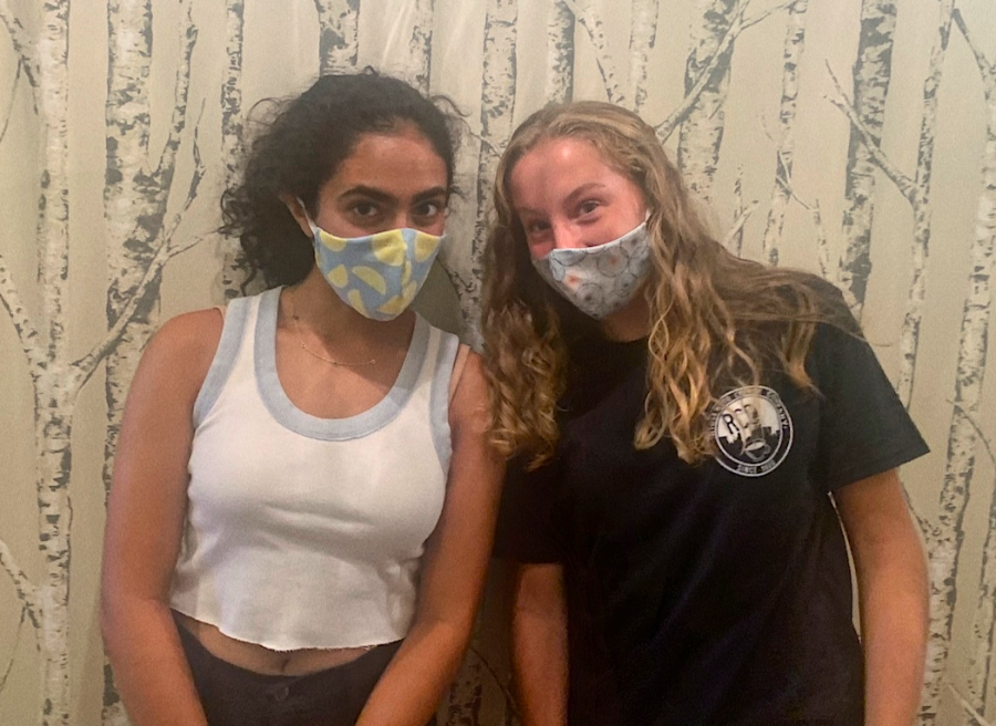 Sophomores+Cameron+Dolan+and+Leila+Dhawan+created+an+Instagram+mask+business%2C+called+Elizabeth+Rose+Masks%2C+in+August.