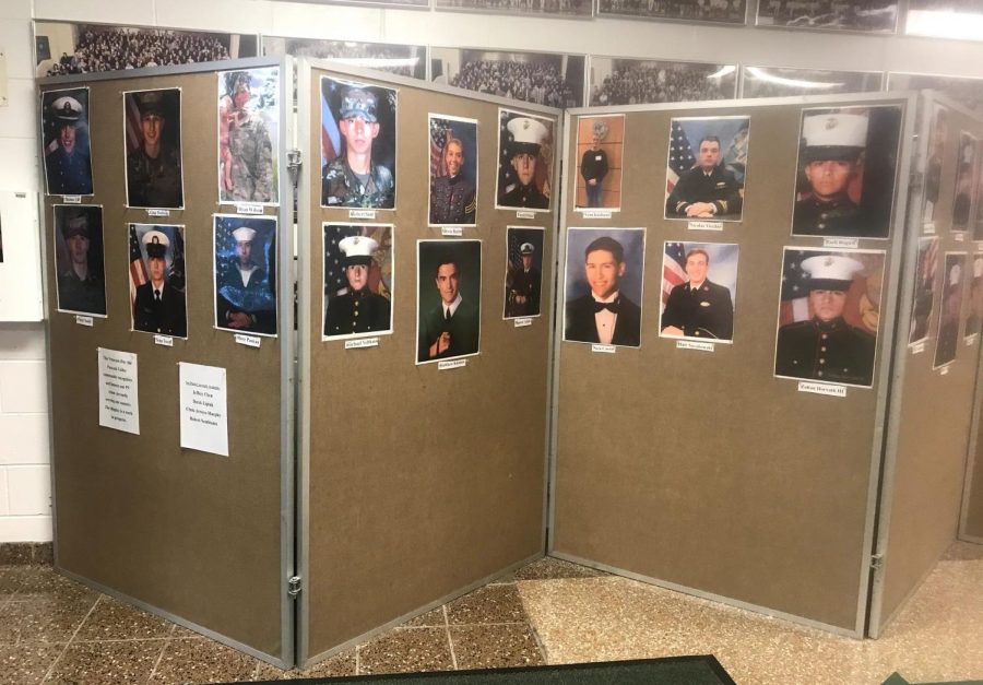PVs History Club created a display located in the main lobby of Pascack Valley High School, showcasing veterans currently serving in the armed forces. While the display was only temporary, the club aims to be able to keep it up permanently. 