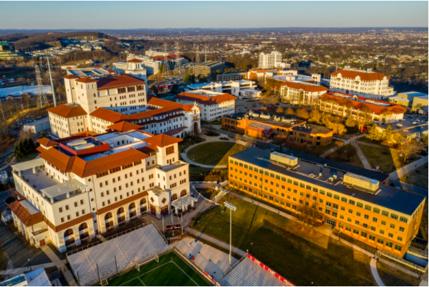 An aerial view of the Montclair State University campus. Montclair State University is one of many colleges to move away from using an Indian mascot. 
