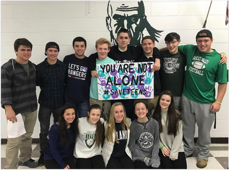 PV alum Jaclyn Spellman (bottom left) and members of the class of 2017 got together to promote suicide awareness after a classmate took his own life. “​​I think that if everyone would take the step to be open, and everyone could have conversations like that, it would help break the stigma,” Spellman said. 