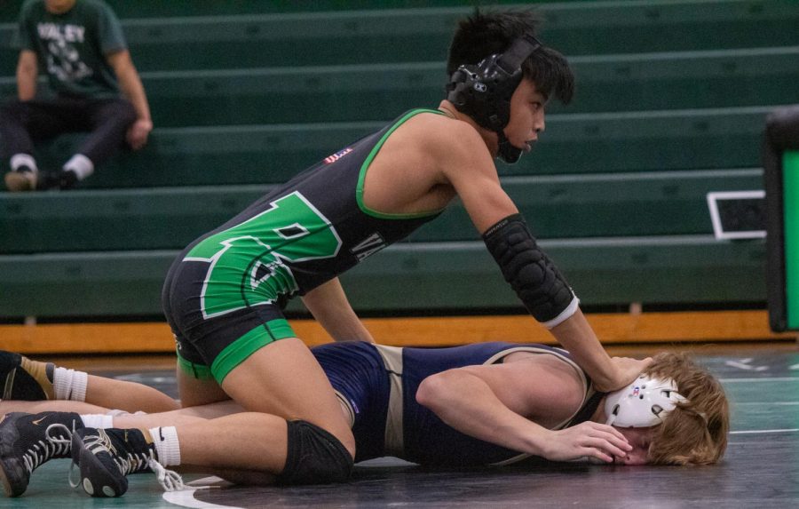 Noah Martin dominates his opponent and slams his head into the mat. Martin in Januarys athlete of the month for his stellar play so far this season.