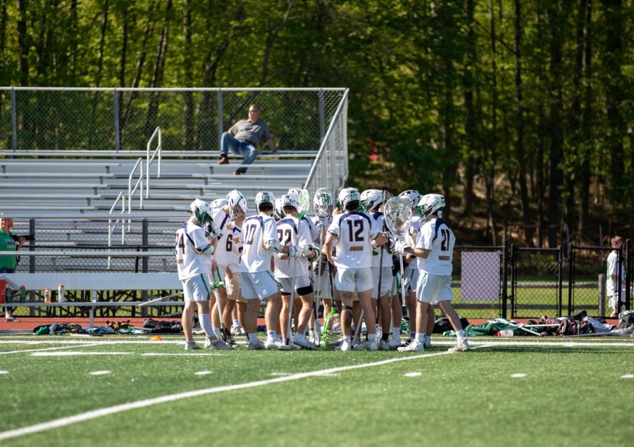 The Valley lacrosse team huddles together. Their season ended on Wednesday after they lost a close game to West Milford in the first round of the state tournament.