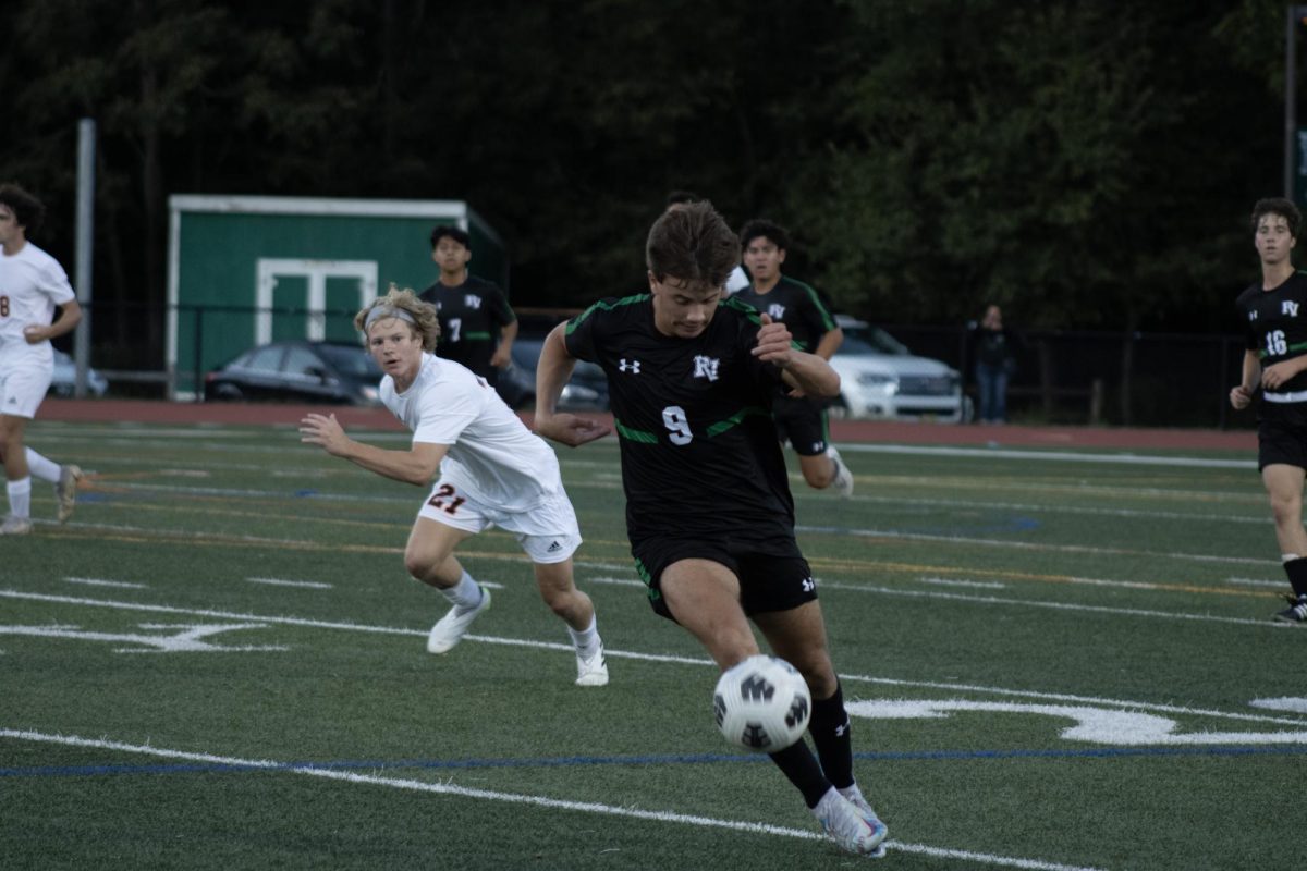 Steven Gifford dribbles into open space with the ball. He scored 19 goals this season, tying the single-season scoring record at Pascack Valley.