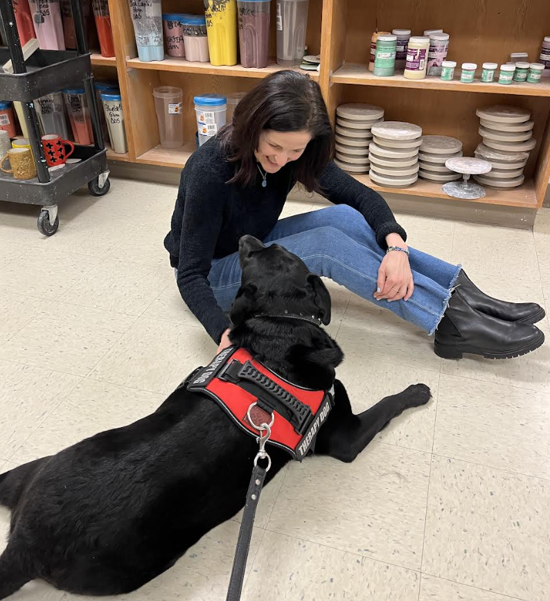 Teachers interact with Thor the therapy dog in Pascack Valley.

Contributed by Valerie Mattesich