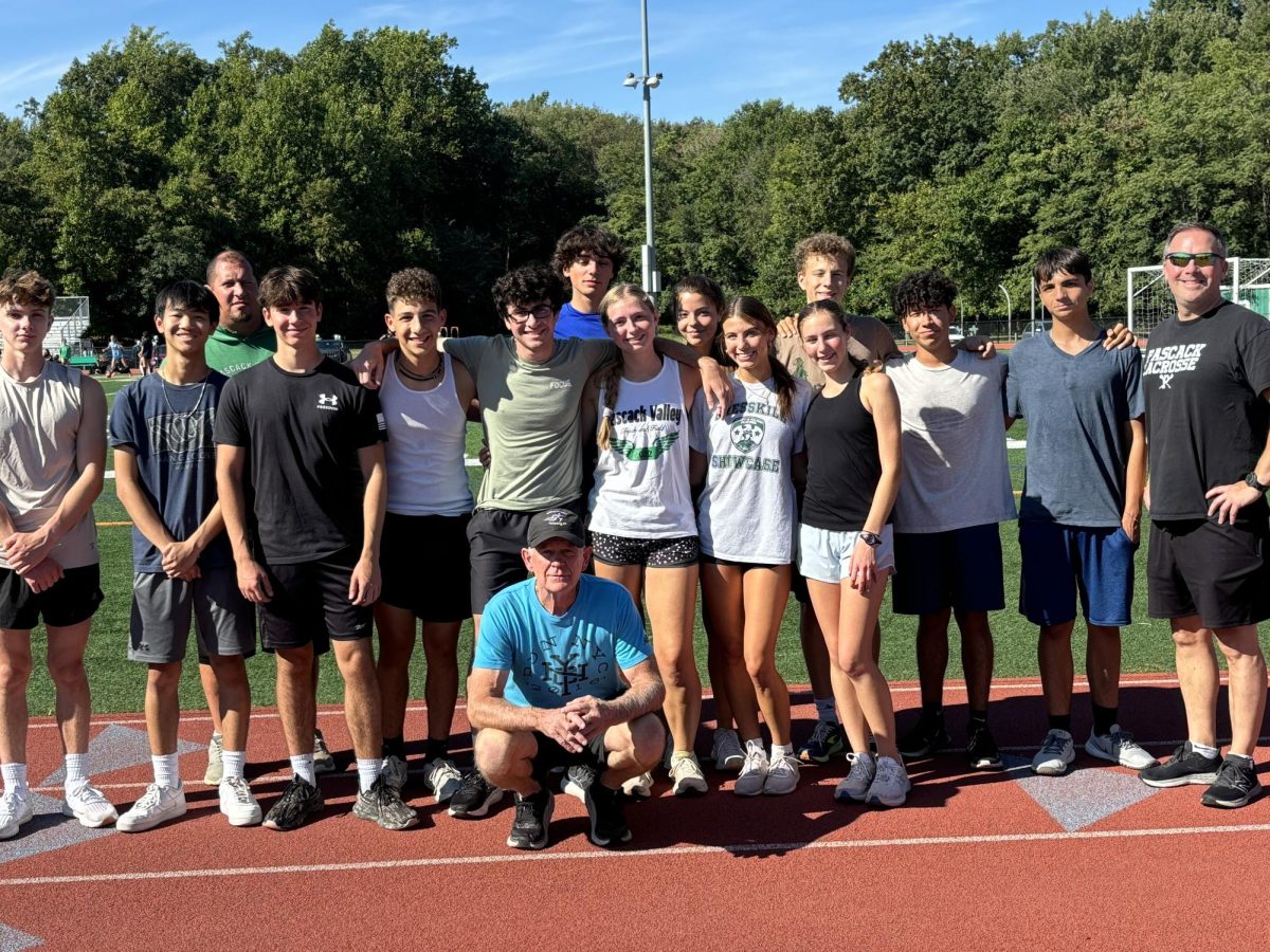 The cross country team before practice.