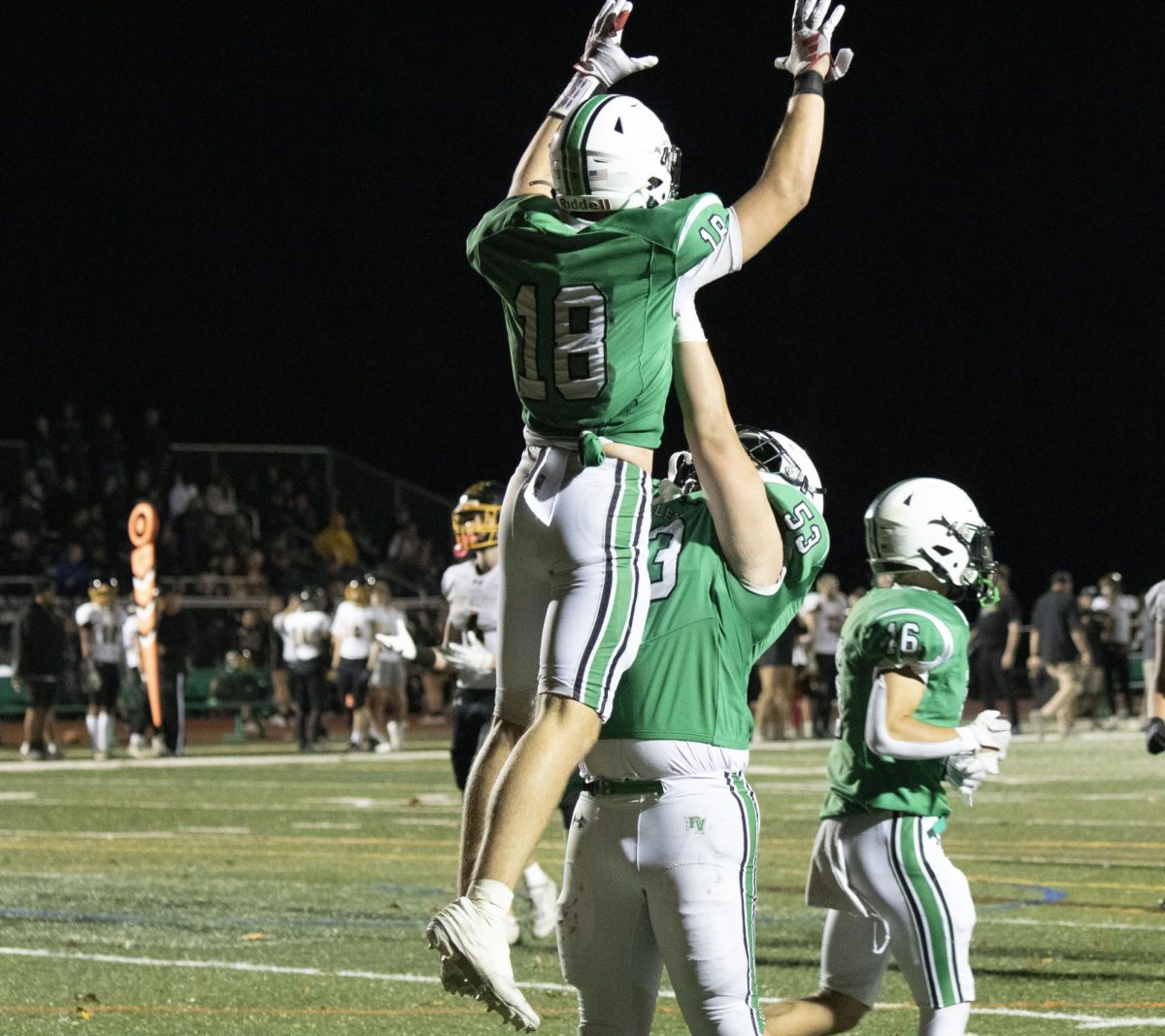 Ashton Kazinci (Sr.) celebrates Valley's touchdown