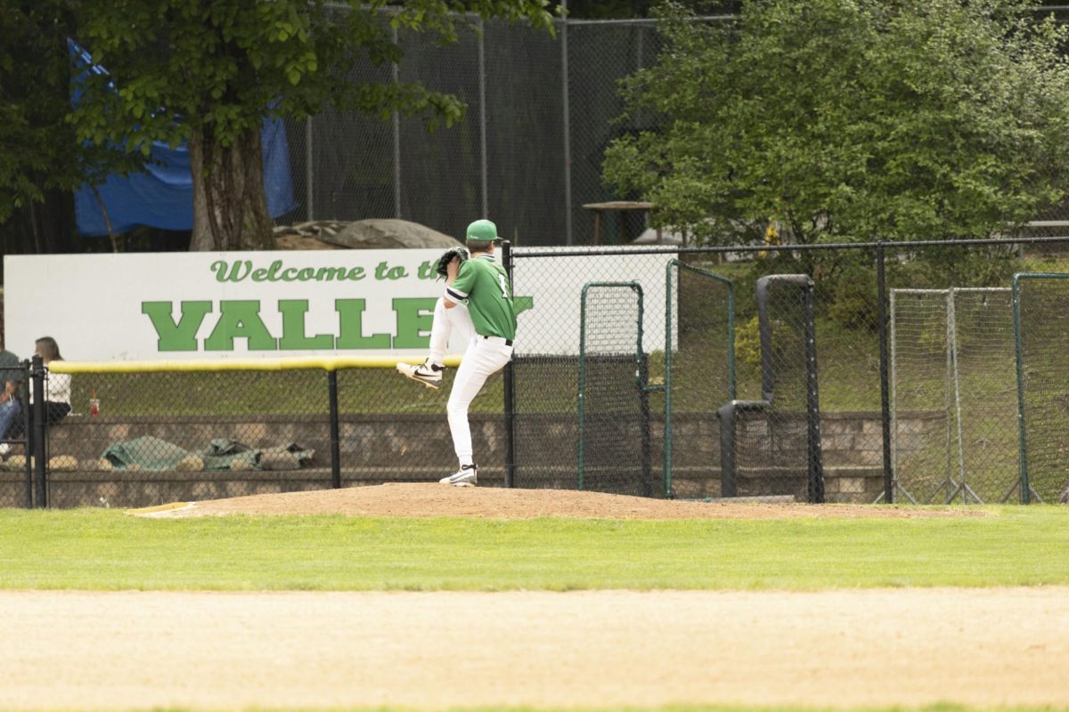Brendan Gaskin during his start against River Dell in the first round of the state tournament. Gaskin threw 5 and 2/3 innings allowing 6 hits and 7 strikeouts in 108 pitches. 